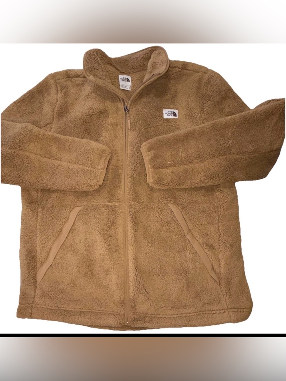 NWOT THE NORTH FACE MENS XLARGE FURRY FLEECE FULL ZIP JACKET TAN/CEDAR AUTHENTIC